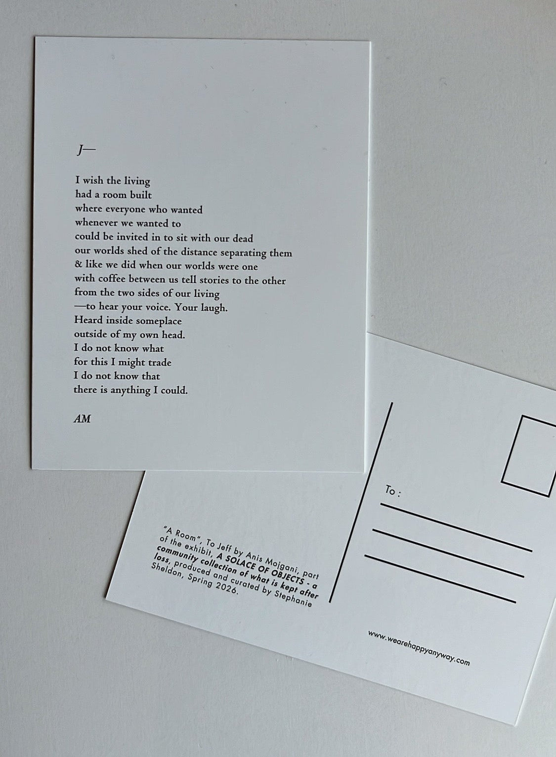A Solace of Objects Exhibit Postcard