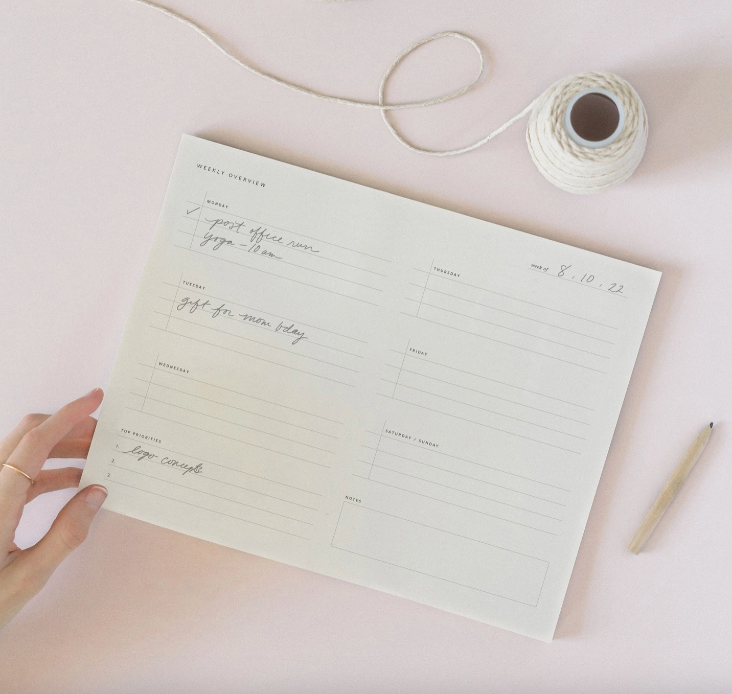 Weekly Overview Notepad