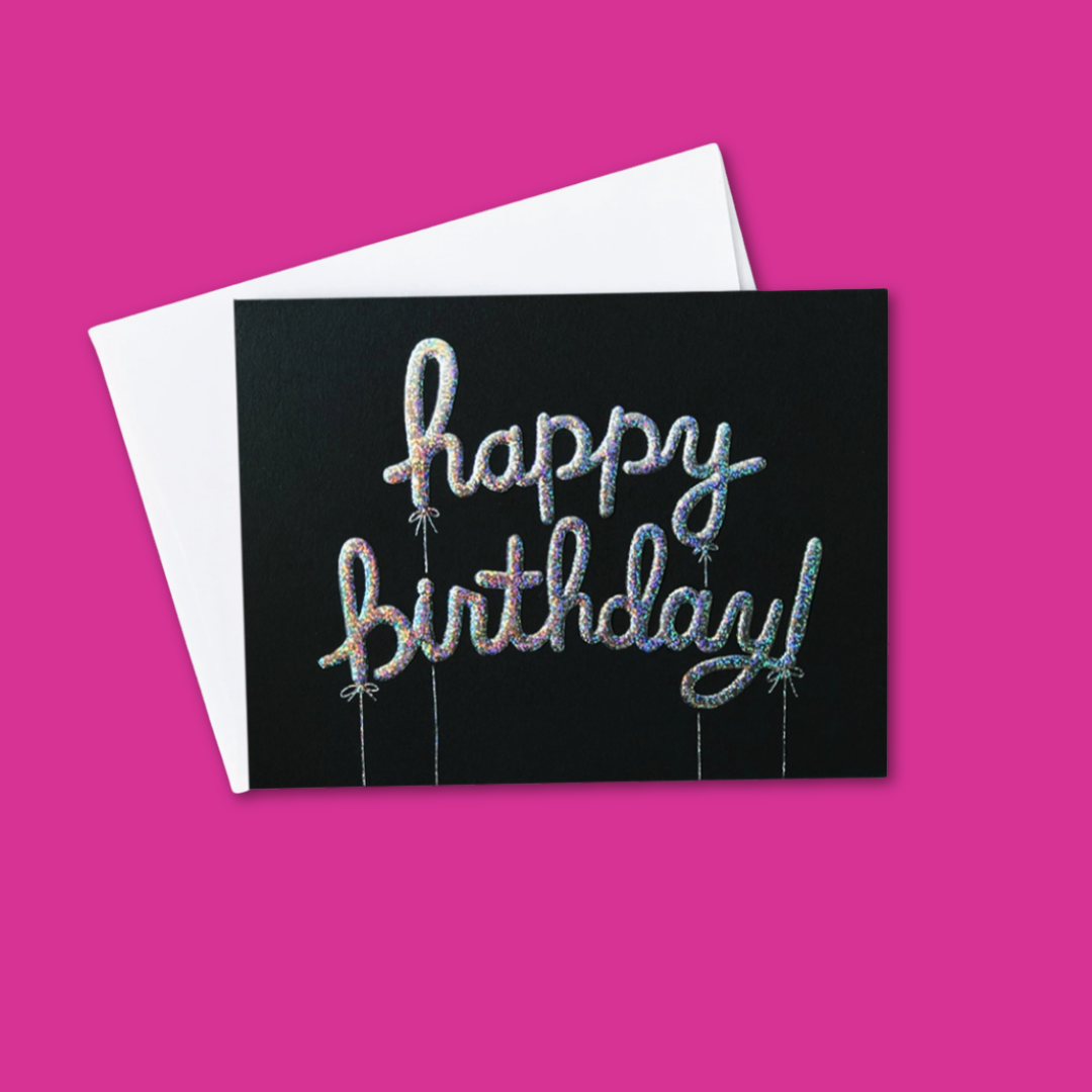 Silver Balloon Birthday Card