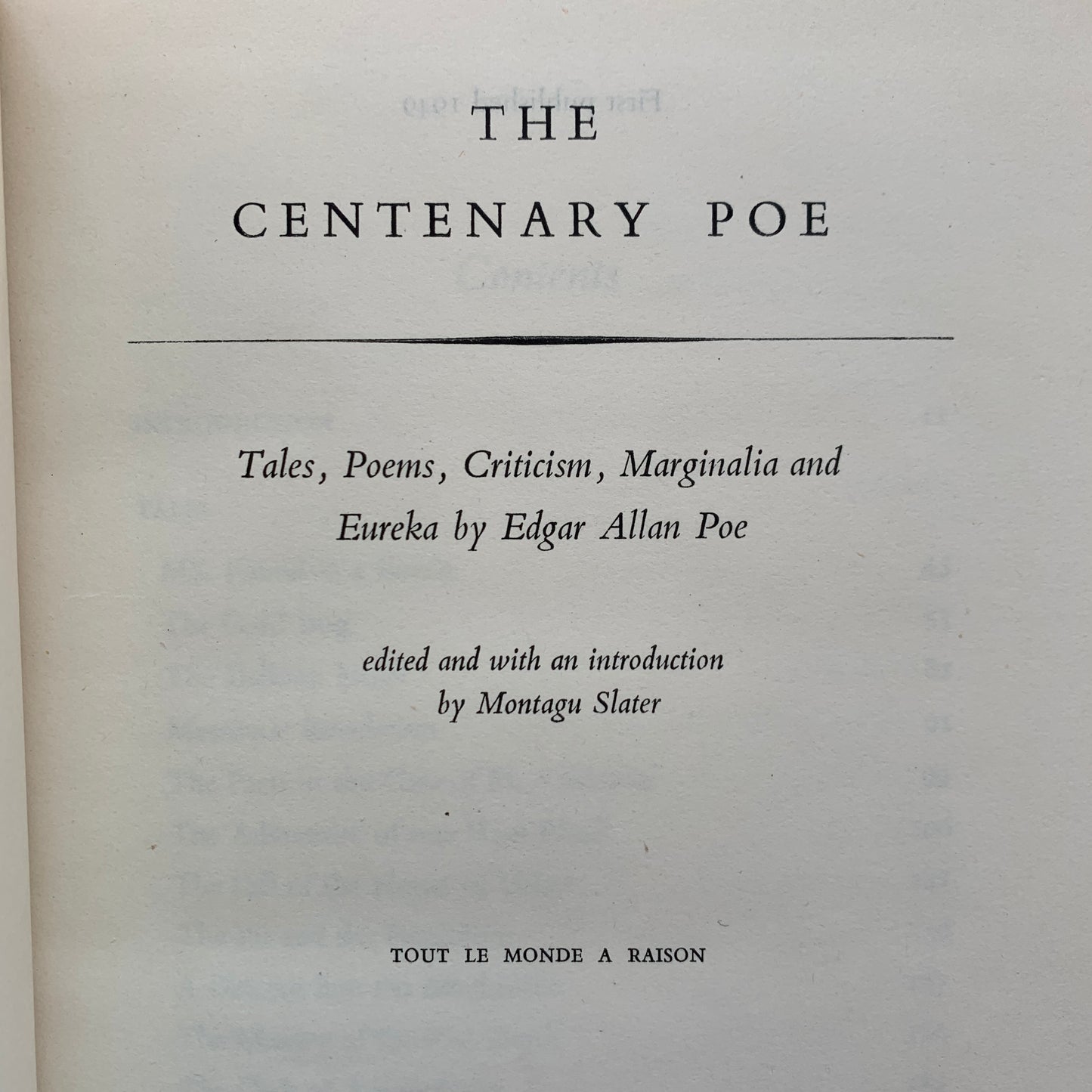 The Centenary Poe