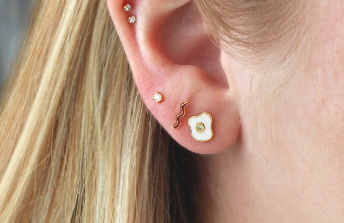 Bacon and Egg Stud Earrings