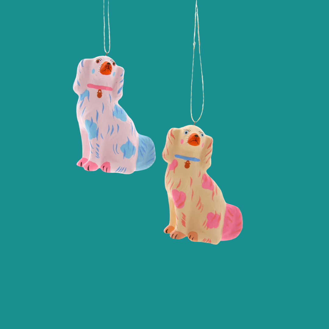 Pastel Staffordshire Dog Ornament